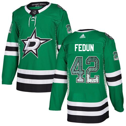 Adidas Men Dallas Stars 42 Taylor Fedun Green Home Authentic Drift Fashion Stitched NHL Jersey